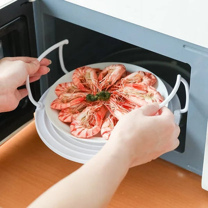 Foldable Microwave Tray Rack – Double Layer, Cool-Touch Handles, BPA-Free & Space-Saving