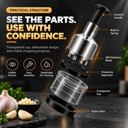🥣Tyiiplus™ Chop Garlic Faster – Press-Down Manual Food Chopper