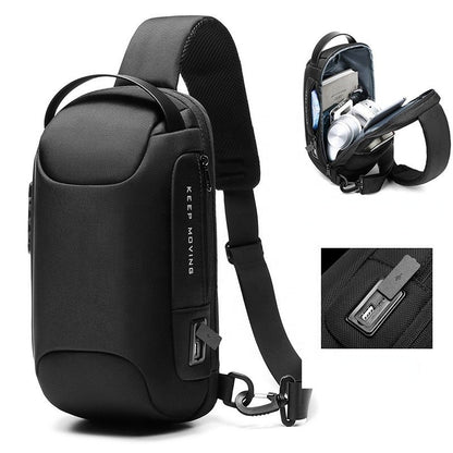 Waterproof Anti-Theft Sling Crossbody Chest Bag with USB Charging Port