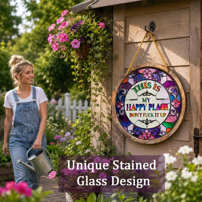 🌈Stained Glass Happy Place Hanging Decor