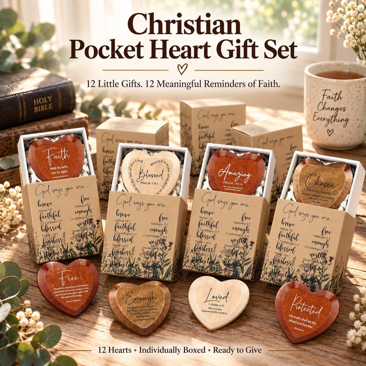 ✝️🎁Christian Pocket Heart Gift Set (Set of 12)