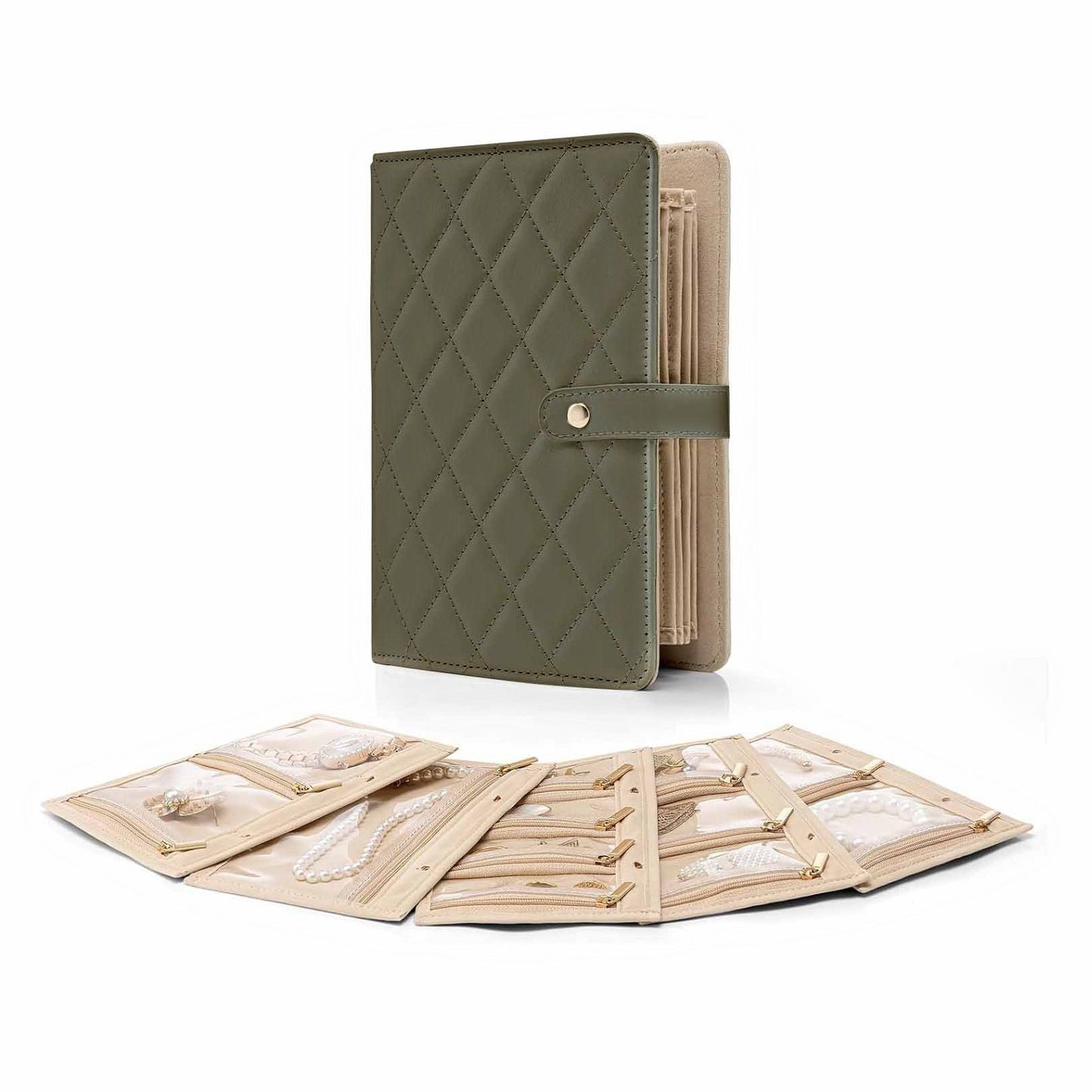 Travel Jewelry Notebook Organizer – Premium PU Leather Case with 5 Removable Velvet Storage Pages