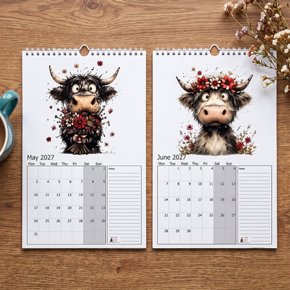 2027 Cute Highland Cow Wall Calendar 🐮 | Life Is Better With A Highland Cow ✨