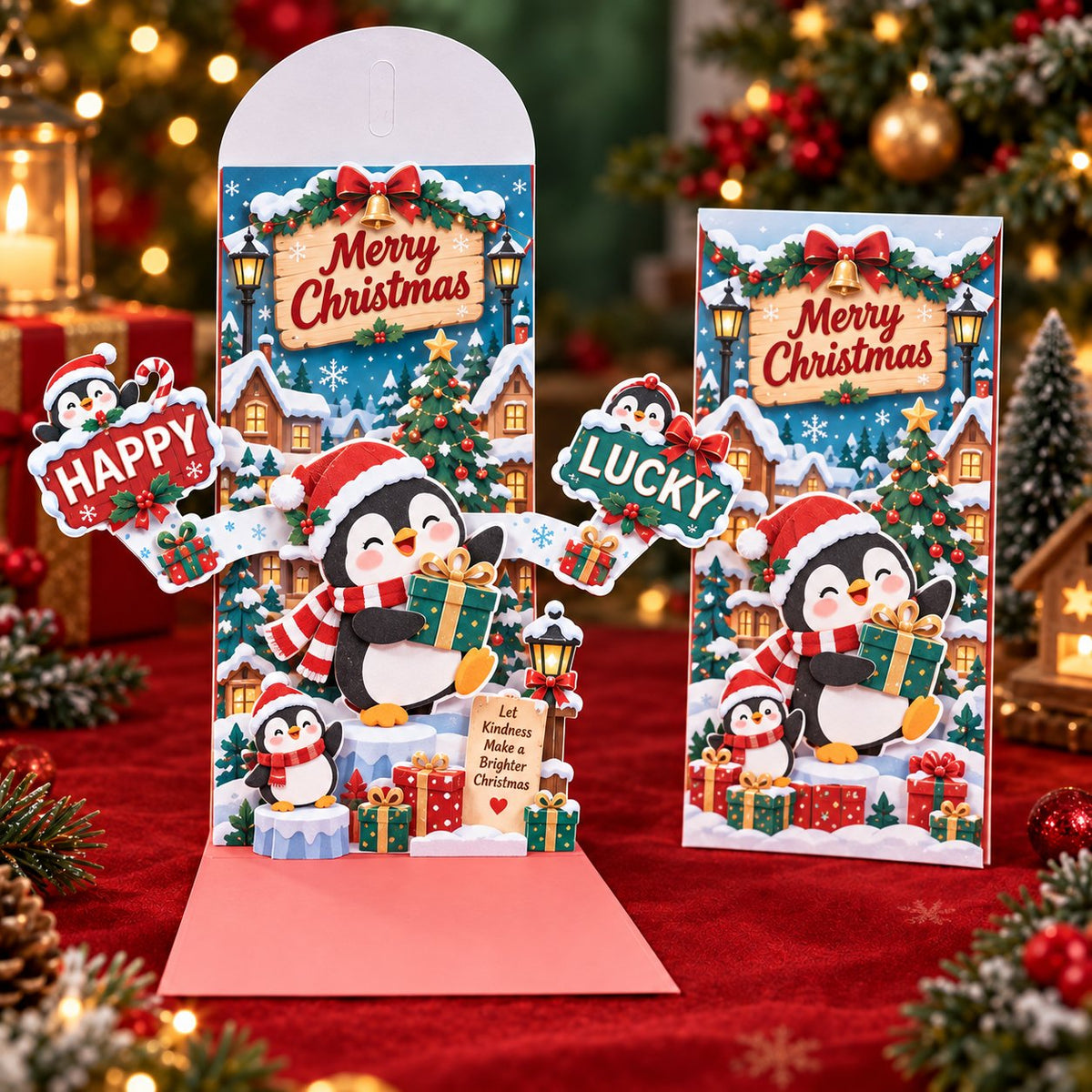 🎄Handmade 3D Christmas Money Card – Pop-Up Holiday Card with Cash Envelope & Message Space 💌✍💵