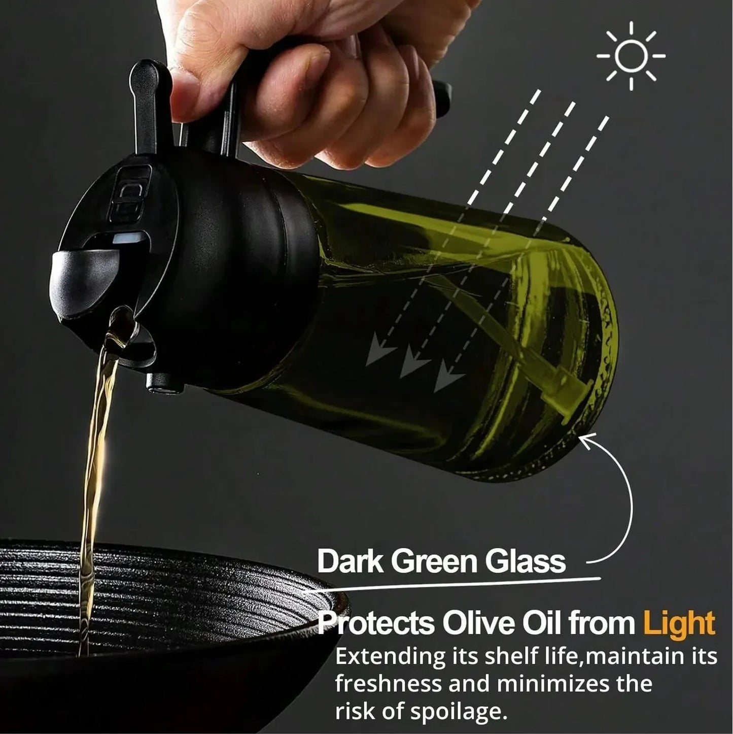 2-in-1 Glass Oil Sprayer & Dispenser – Leak-Proof Kitchen Bottle