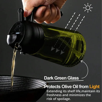 2-in-1 Glass Oil Sprayer & Dispenser – Leak-Proof Kitchen Bottle
