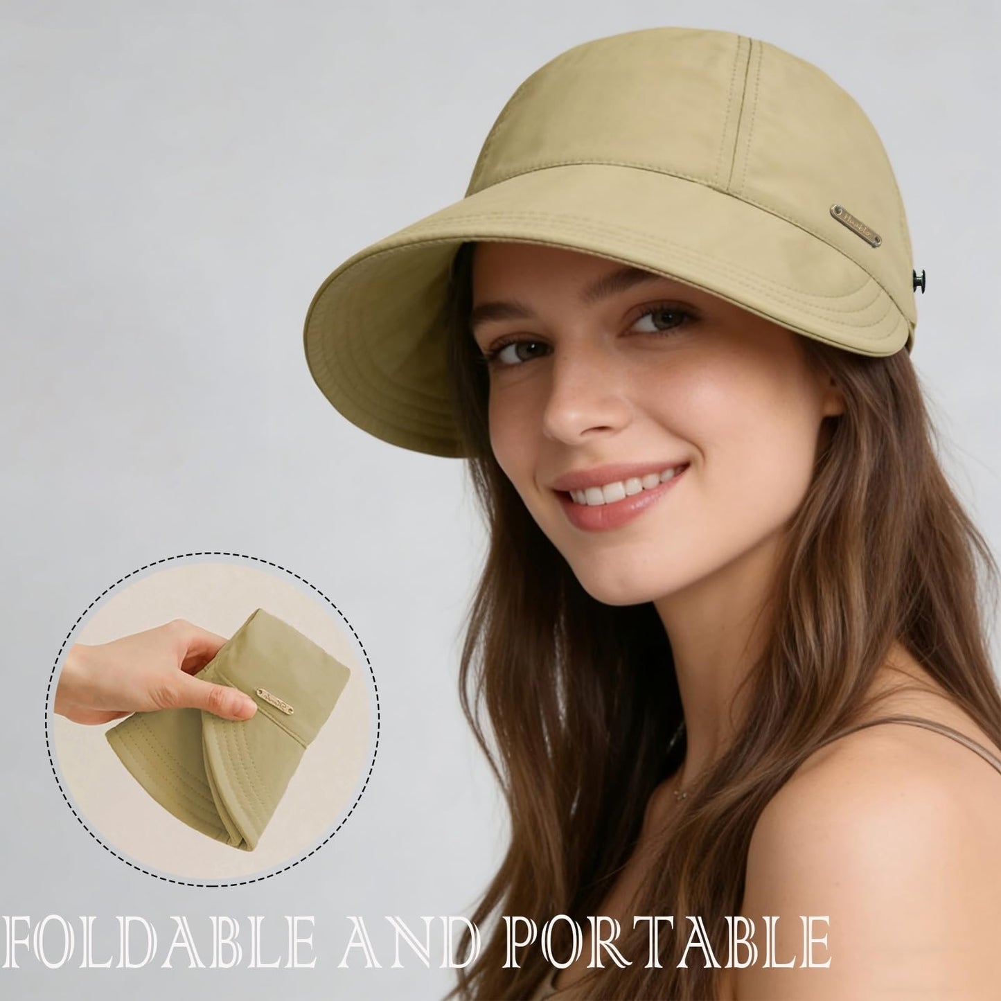 Women's Wide Brim Sun Visor Hat – UPF 50+ Foldable UV Protection Cap