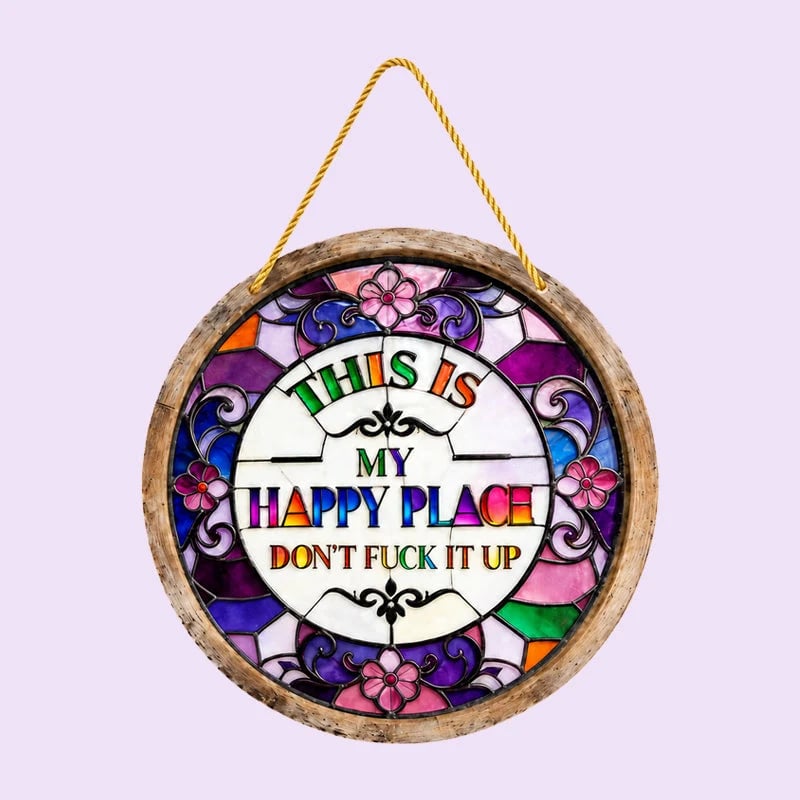 🌈Stained Glass Happy Place Hanging Decor