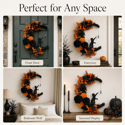🐈‍⬛🌙Handmade Halloween Cat Wreath
