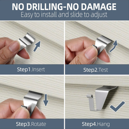 🏠Vinyl Siding Hooks 10 Pack | No Drill Traceless Stainless Steel Outdoor Hanger