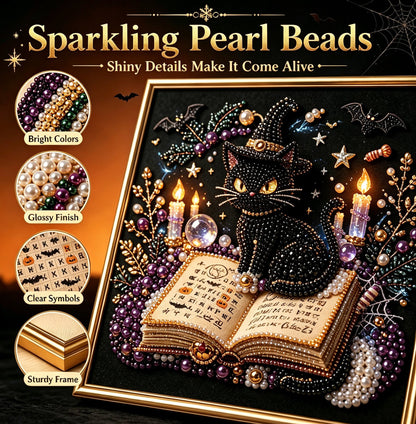 🖤 Premium 3D Pearl Dark Gothic Diamond Painting Art Kit | Luxury Flocked Canvas with Scratch-Resistant Non-Fading Pearl Beads DIY Dark Academia Decor 💀🕯️✨