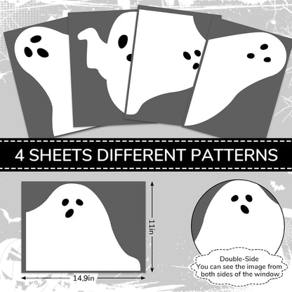 4-Pcs Halloween Boo Ghost Window Clings – Reusable & Removable Decorations