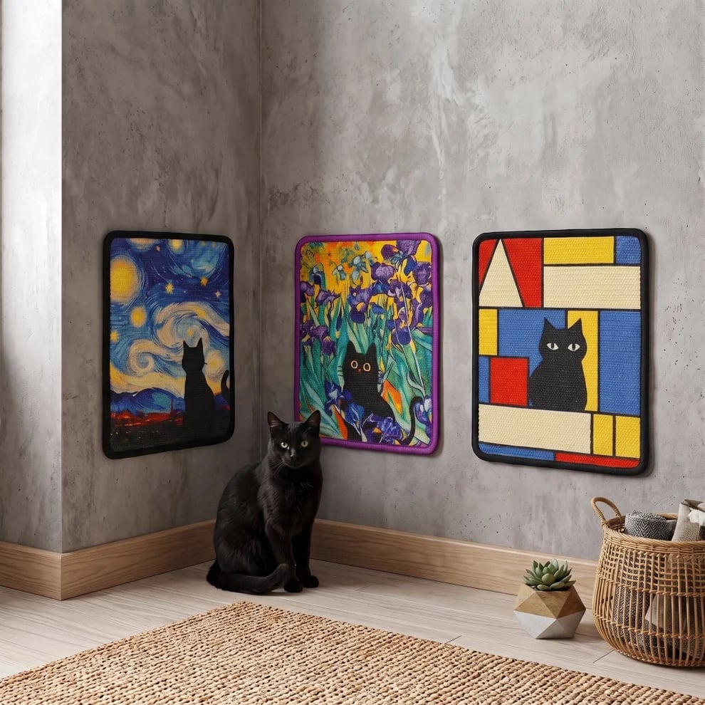 🐱 Decorative Wall Art Cat Scratcher – Stylish 2-in-1 Cat Scratch Board