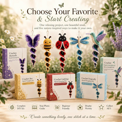 🧶🌿 Crochet Spiral Hanging Kit – Beginner-Friendly DIY Garden Animal Decor
