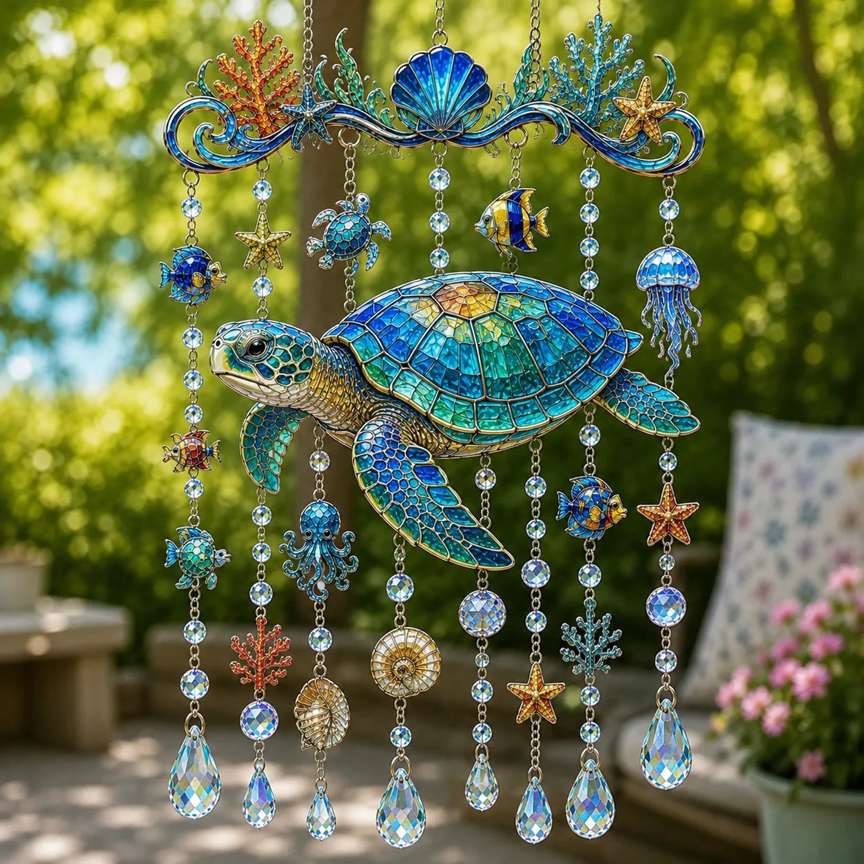 🐋Ocean-Inspired Acrylic Crystal Wind Chime– Bring the Ocean Glow to Your Garden