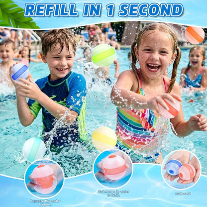TyiiPlus Reusable Water Balloons, Non-magnetic, Quick Fill, Self-seal, Soft Silicone