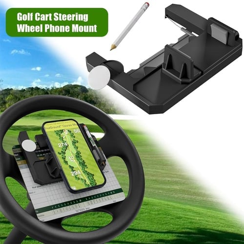 ⛳ Clip-On Phone Holder for Golf Cart Steering Wheel – Quick Install & Firm Grip