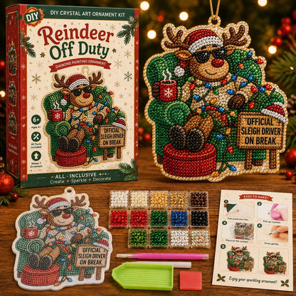 😂 Beginner-Friendly Funny Christmas Pearl Diamond Art Ornament DIY Kit | Complete Set with Printed Base, Pearl & Crystal Pieces, Tools, Hanging Cord & Instructions Included 💕