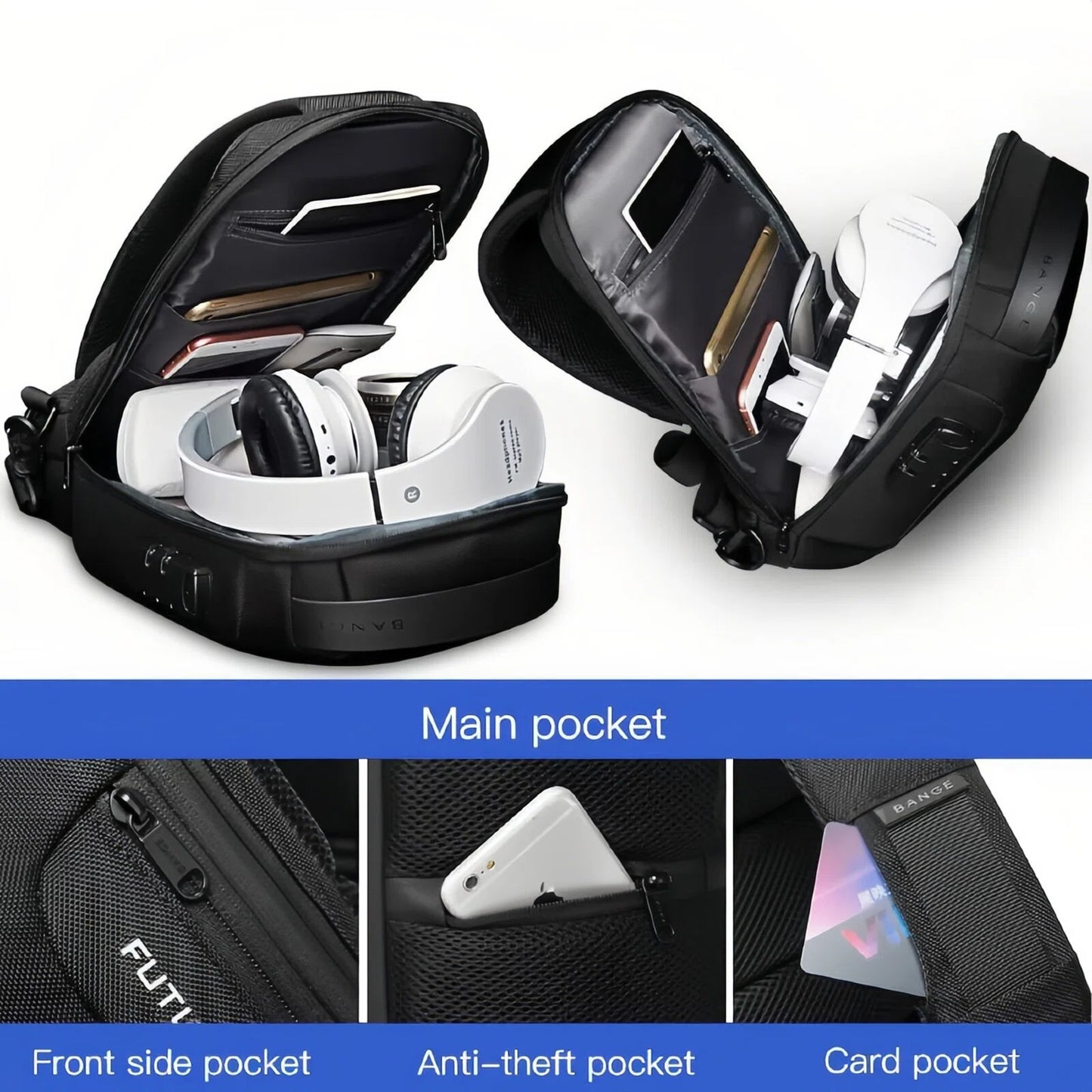 Waterproof Anti-Theft Sling Crossbody Chest Bag with USB Charging Port