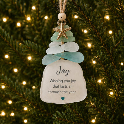 🌊Ocean Blessings™ Sea Glass Christmas Ornaments – Peace, Love, Joy, Faith, Family, Friends & Hope