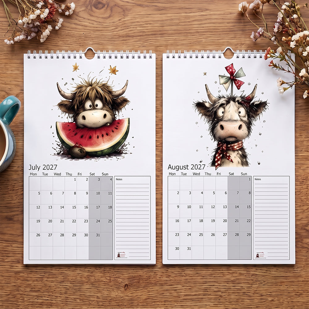 2027 Cute Highland Cow Wall Calendar 🐮 | Life Is Better With A Highland Cow ✨