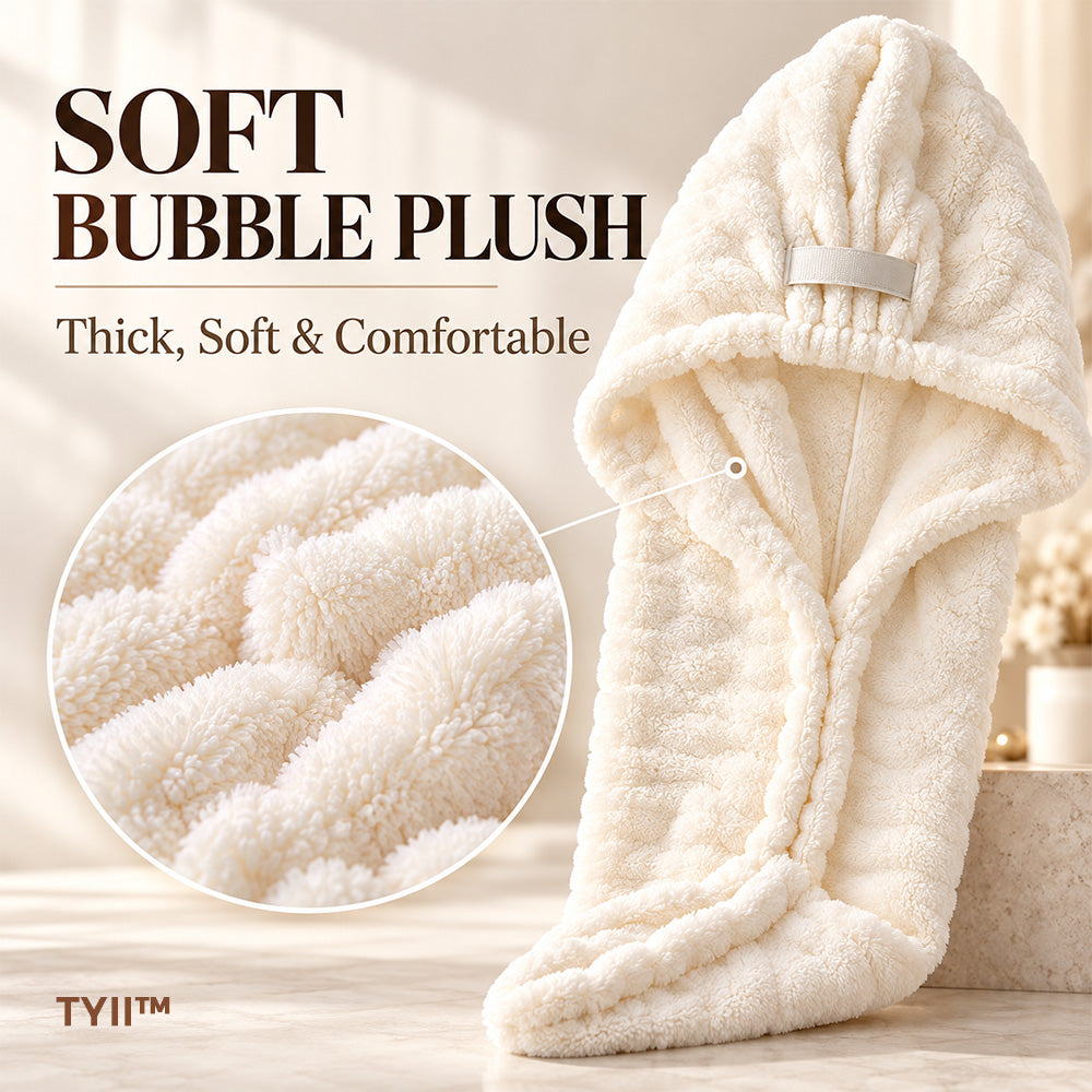 TYII™ Extra-Large 4-Corner Hair Drying Towel Wrap – Extra-Long Thick Microfiber Hair Cap for Long & Thick Hair