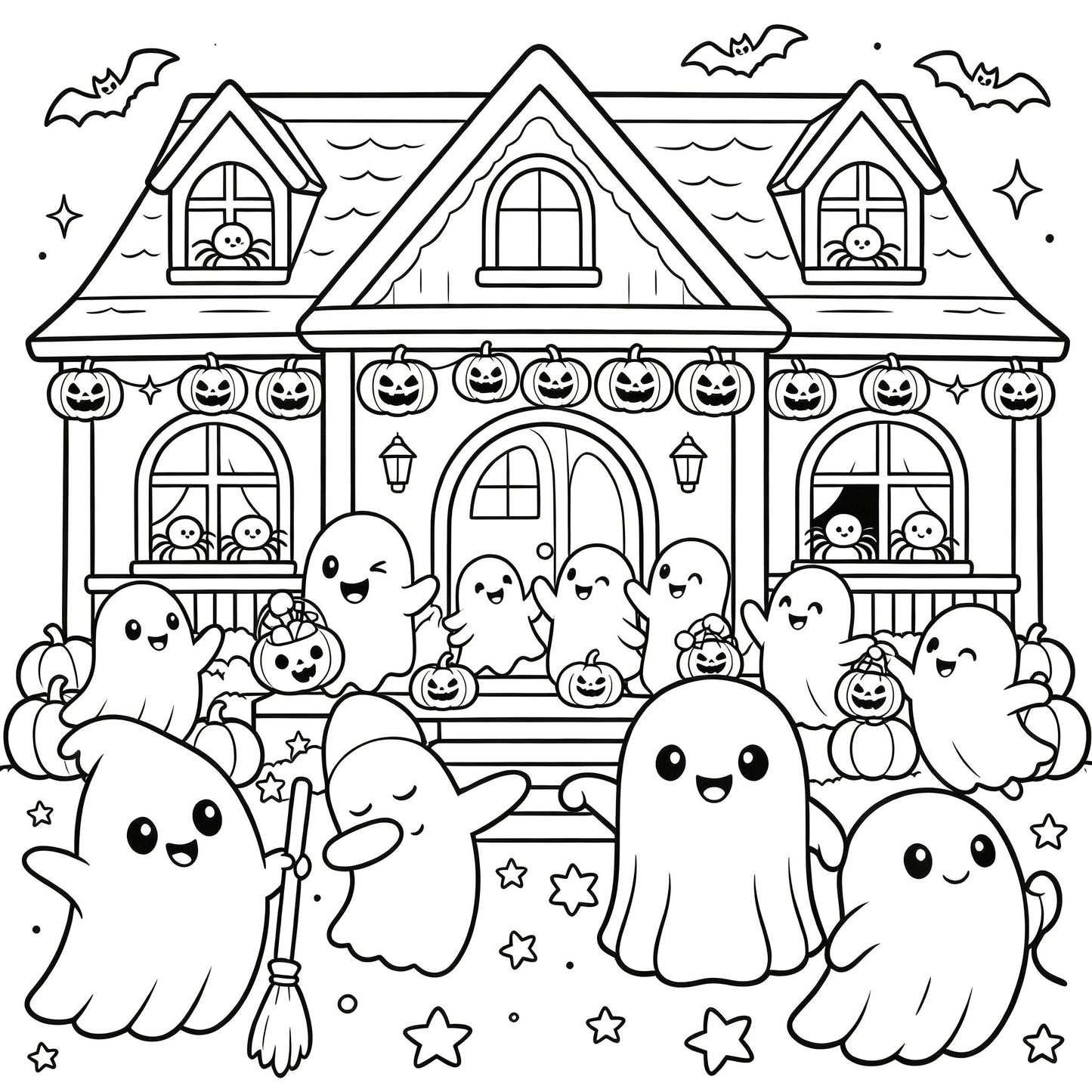 👻🎨Spooky & Cute Bold and Easy Coloring Book – A Whimsical Halloween Adventure(✨Hardcover)