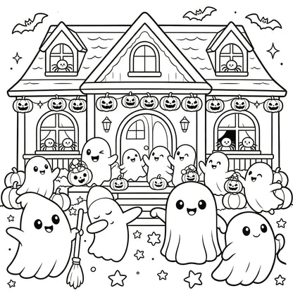 👻🎨Spooky & Cute Bold and Easy Coloring Book – A Whimsical Halloween Adventure(✨Hardcover)