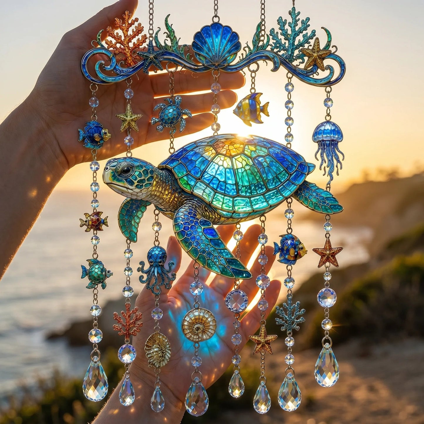 🐋Ocean-Inspired Acrylic Crystal Wind Chime– Bring the Ocean Glow to Your Garden