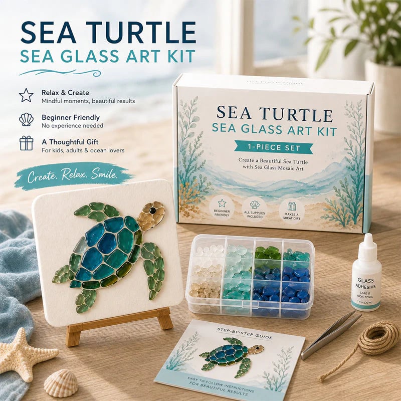 🐋🌊 DIY Sea Glass Mosaic Art Kit – Create Beautiful Ocean-Inspired Artwork with Colorful Glass Pieces