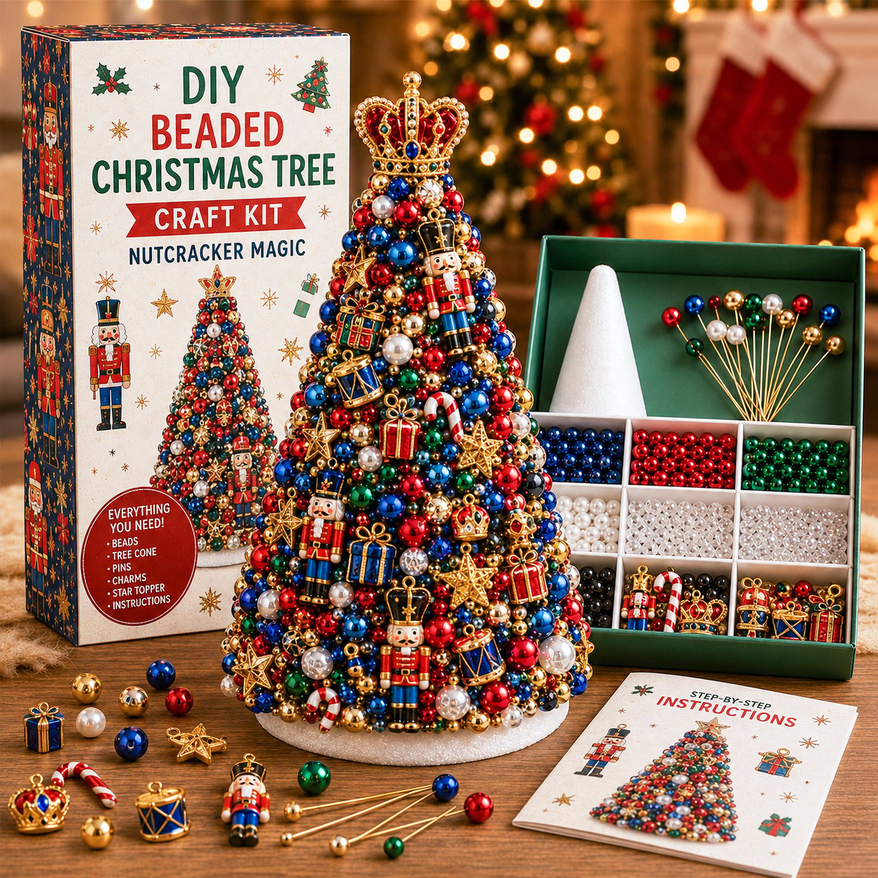 🎄✨ DIY Beaded Christmas Tree Craft Kit