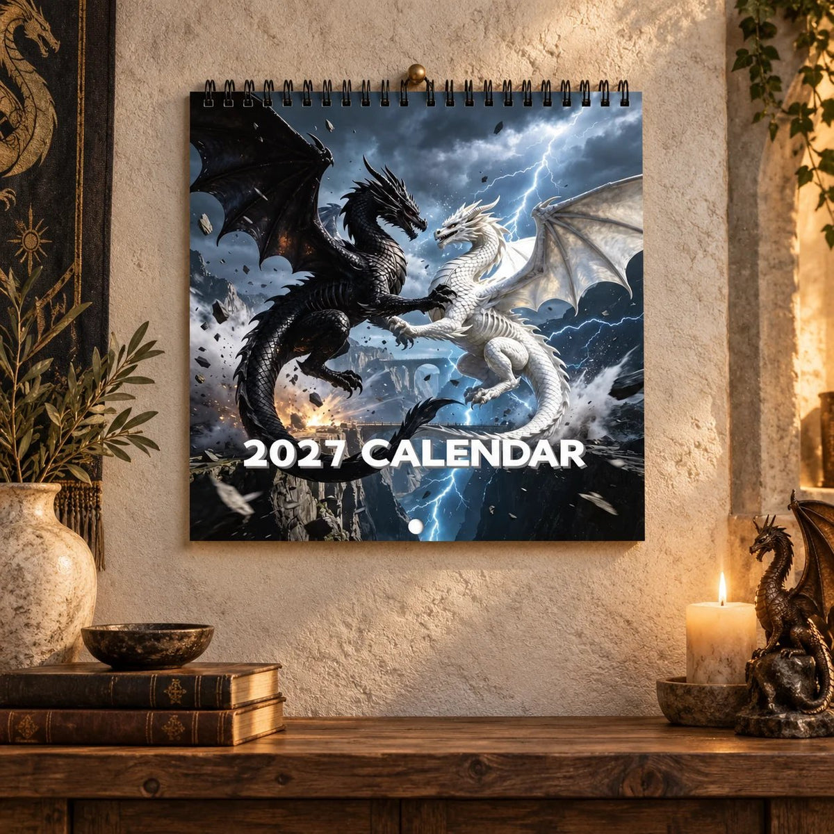 Dragons World 2027 Wall Calendar – 12-Month Epic Fantasy Dragon Calendar, Mystical Legendary Art Hanging Planner for Dragon Lovers
