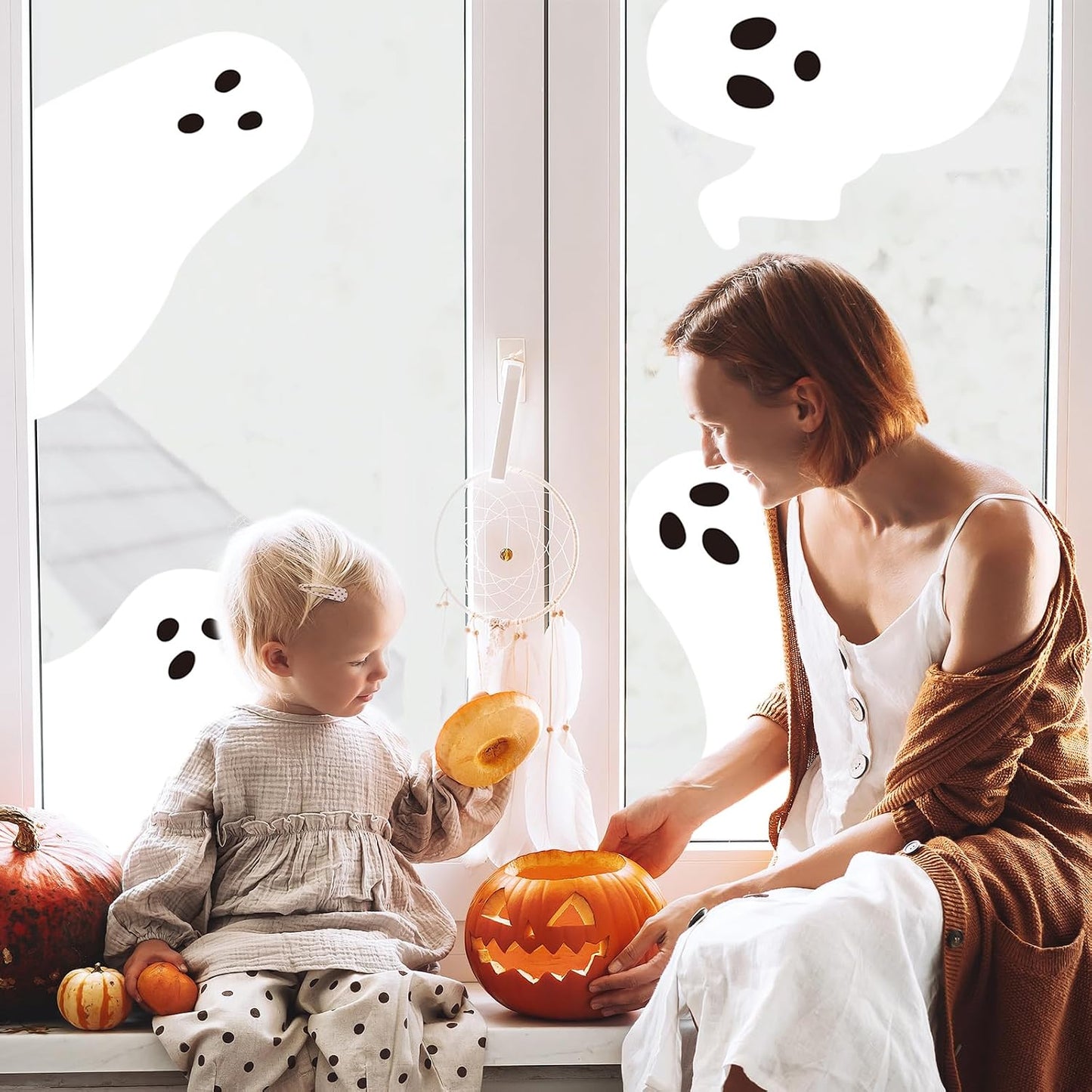 4-Pcs Halloween Boo Ghost Window Clings – Reusable & Removable Decorations