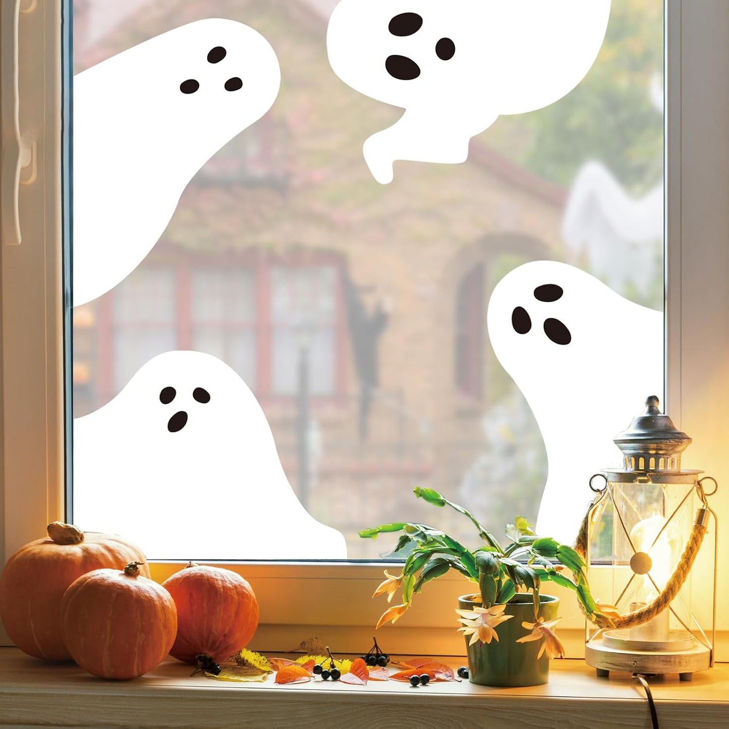 4-Pcs Halloween Boo Ghost Window Clings – Reusable & Removable Decorations