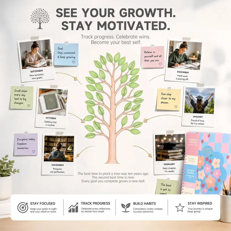 🧑‍🏫📔Shuttle Art Academic Year Planner | July 2026- June 2027, Growth Tree Design For School year(📦Buy 2 Free Shipping)