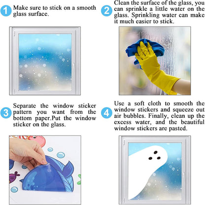 4-Pcs Halloween Boo Ghost Window Clings – Reusable & Removable Decorations