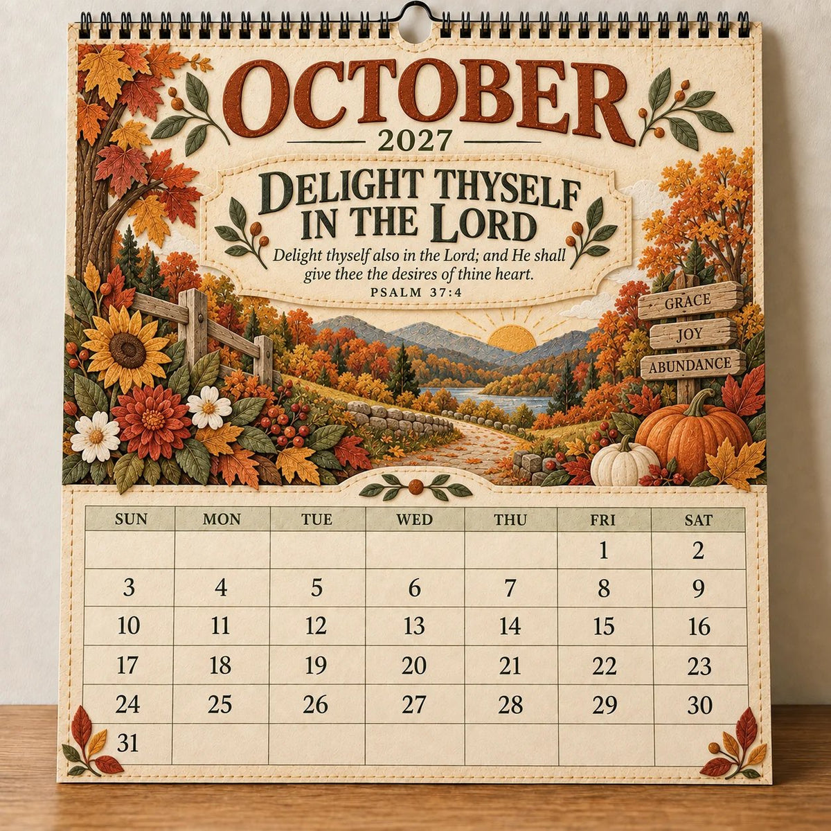 ✝️ 2027 Psalms Wall Calendar | Monthly Scripture & Christian Artwork