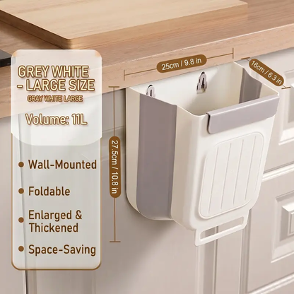 TYIIPLUS™ Foldable Hanging Trash Can, 1.6 Gallon Kitchen Cabinet Door Garbage Bin with Scraper, Space-Saving Waste Container for RV, Car & Camping