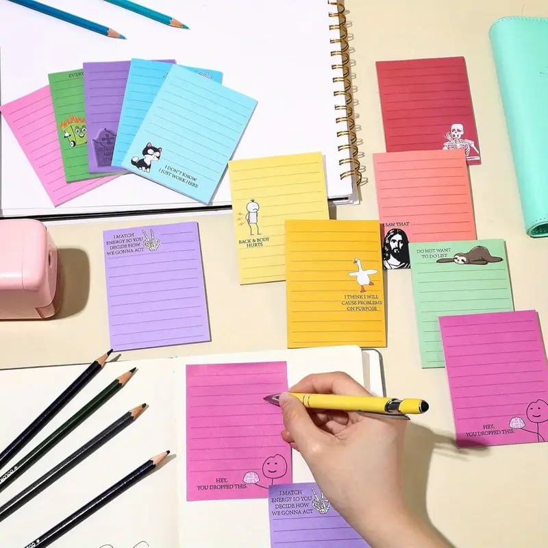 😂 12-Pack Sarcastic Office Sticky Notes – Funny Coworker Memo Pads & Hilarious Desk Gifts
