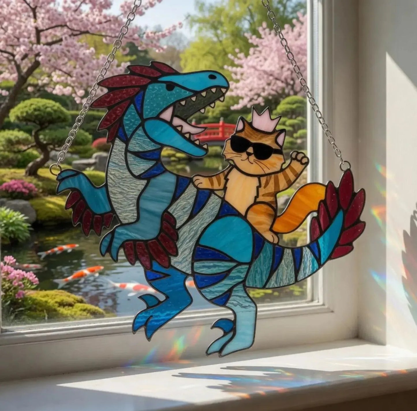 🐉🐱 Princess Donut & Mongo Stained Glass Suncatcher | Dungeon Crawler Carl Window Hanging ✨