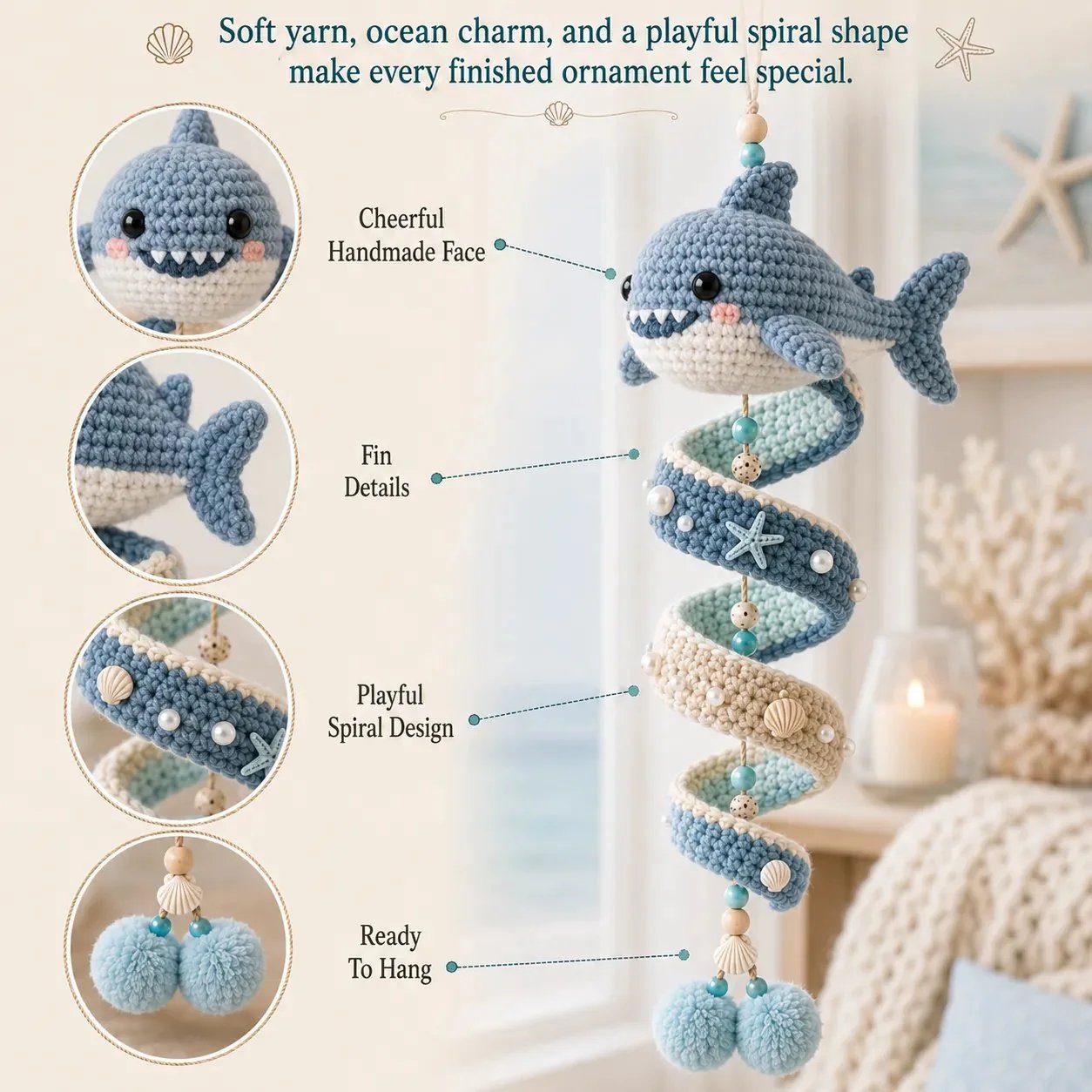 🌊 Marine Animal Themed Spiral Crochet Hanging Kit for Beginners | Complete Kit with All Tools & Step‑by‑Step Guide Included 💕
