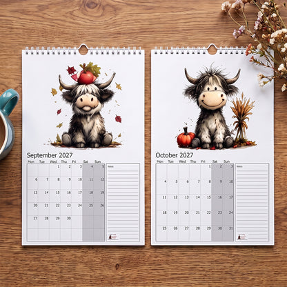 2027 Cute Highland Cow Wall Calendar 🐮 | Life Is Better With A Highland Cow ✨