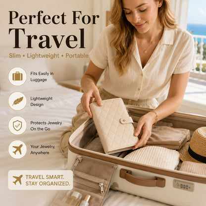 Travel Jewelry Notebook Organizer – Premium PU Leather Case with 5 Removable Velvet Storage Pages