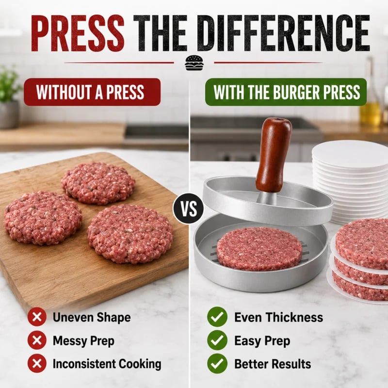 Burger Press with Wooden Handle