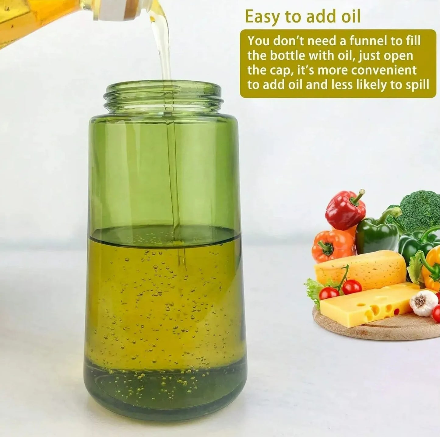2-in-1 Glass Oil Sprayer & Dispenser – Leak-Proof Kitchen Bottle