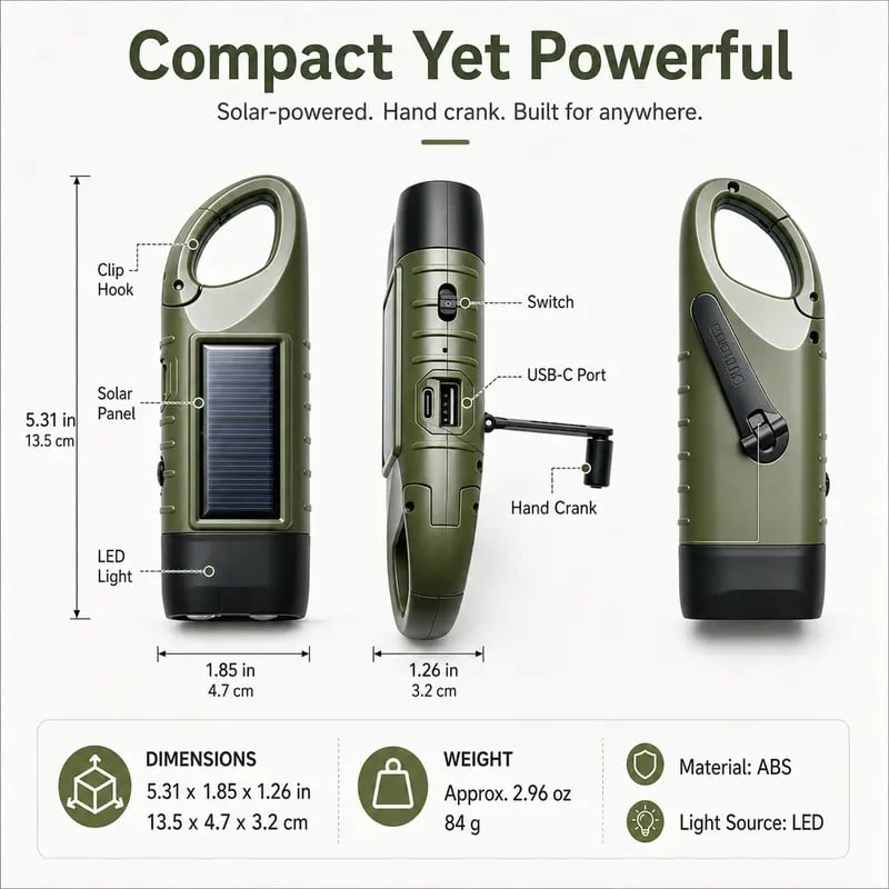 🔦Tyiiplus™ Hand Crank Flashlights – USB-C Rechargeable Emergency Lights