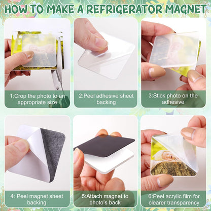 DIY Fridge Magnet Kit – Clear Acrylic Magnetic Pieces for Photos & Crafts