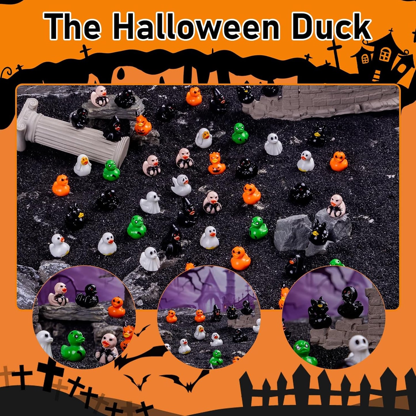 🎃 50PCS Mini Halloween Ducks – 15 Spooky-Cute Styles