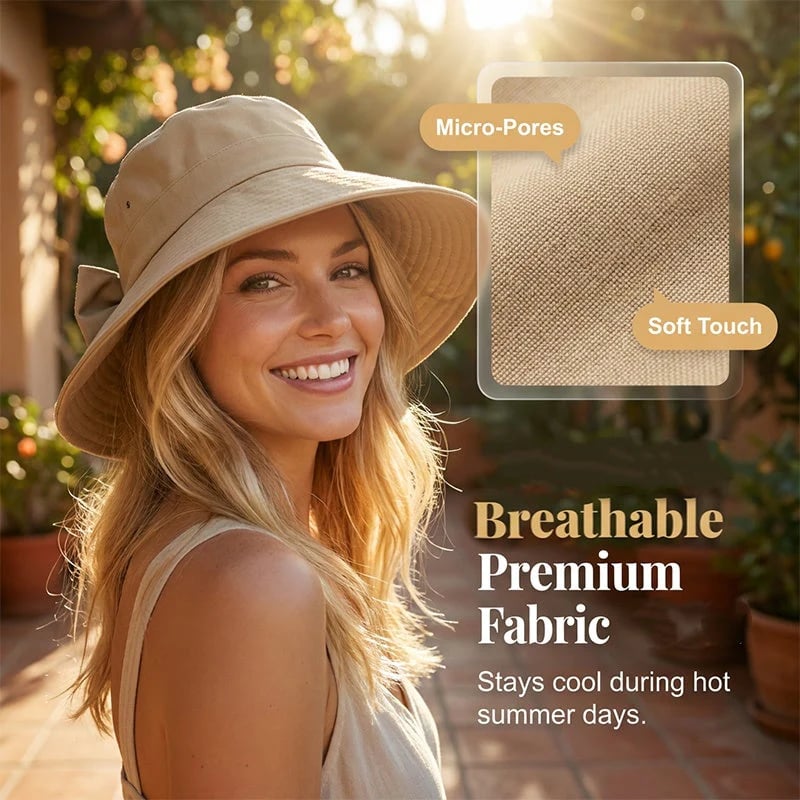 👒Women's Bowknot Wide Brim Sun Protective Hat