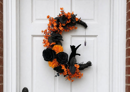 🐈‍⬛🌙Handmade Halloween Cat Wreath